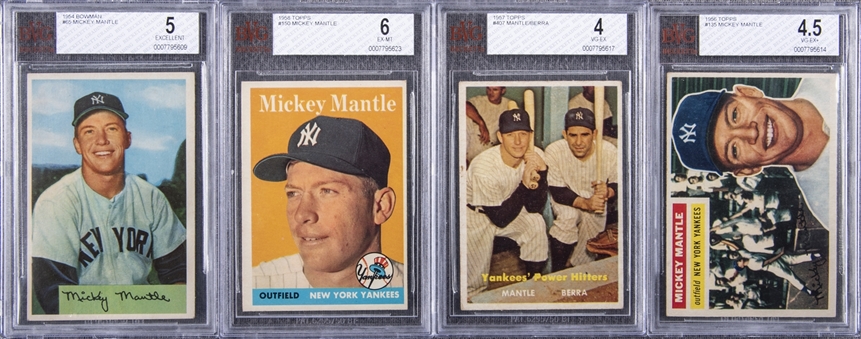 1950s Bowman and Topps Mickey Mantle BVG-Graded Collection (4 Different)